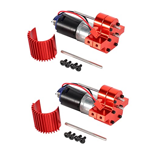 Janasiba 2X 370 Gebürsteter Motor + KüHlköRper Getriebe Satz Aus Aluminium für C14 C24 B14 B24 B16 B36 Rot von Janasiba