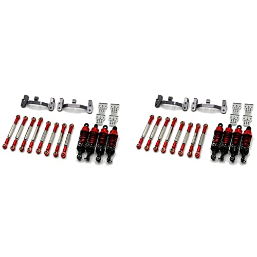 Janasiba 2X Upgrade Metall Zug Stange Spur Stange Zug Stange Basis Stoßdämpfer für B14 B24 C14 C24 C34 1/16 RC Auto Teile, Rot von Janasiba