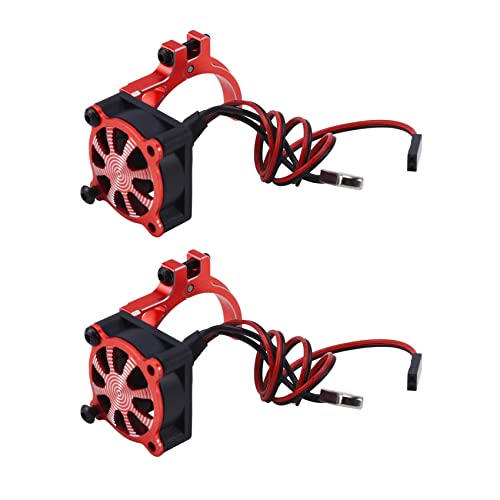 Janasiba 2X für Rc Auto 3650 3660 550 540 Motor Kühl Körper LüFter mit WäRme Sensor CNC Aluminium Legierung Kühl Körper, Rot von Janasiba