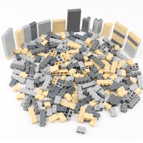 JaneYi 300 Stück Bricks Bausteine Set Klemmbausteine Grundbausteine mit 3 Farben Dunkelgrau Hellgrau Beige Basic Building Blocks Kreative Mauersteine Masonry Kompatibel mit Große Marken von JaneYi