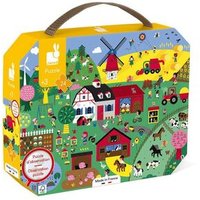 JANOD J02645 Kinderpuzzle 24 Teile Bauernhof mit Suchspiel im Koffer von Janod