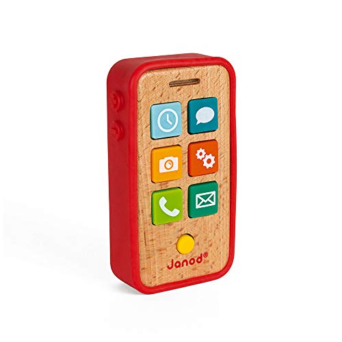 Janod - Wooden Sound Telephone for Children - Pretend Play Toy - For children from the Age of 18 Months, J05334, Orange von Janod