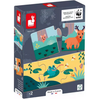 JANOD J08649 10 dreiteilige Tierspuren-Puzzle von Janod