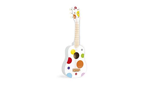 Janod - Confetti Holz-Gitarre, Musikinstrument für Kinder, Spielzeugnachbildung und Spielzeug für musikalisches Empfinden, rot, ab 3 Jahren, J07598, Gemischt von Janod