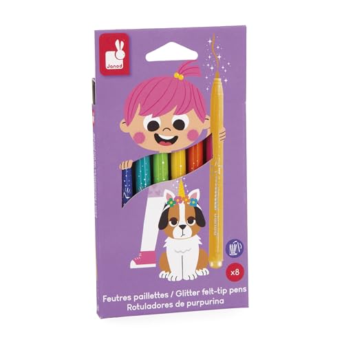Janod – 8 Glitzerfilzstifte – Hohe Glitzerkonzentration und abwaschbare Tinte Malen für Kinder – Basteln, Scrapbooking, Handarbeiten – Ab 3 Jahren – J07412 Janod – 8 Glitzerfilzstifte – Hohe Glitzerkonzentration und abwaschbare Tinte Malen für Kinder – Basteln, Scrapbooking, Handarbeiten – Ab 3 Jahren – J07412 von Janod