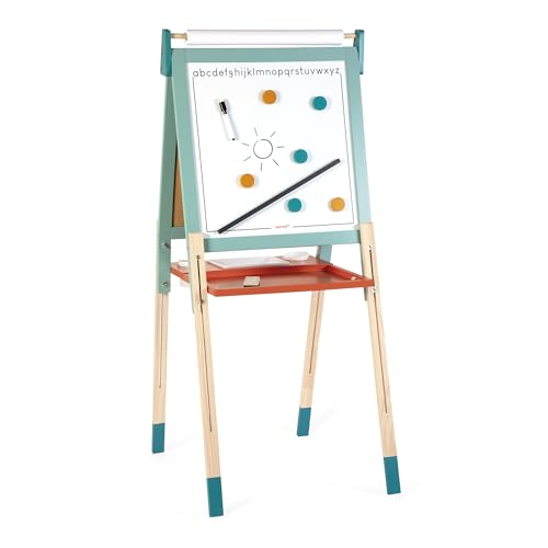 Janod - Doppelseitige Holzstaffelei - Erweiterbar, höhenverstellbar - Weiße Magnettafel + Kreideschiefer + Papierrolle - 23 Zubehörteile Inklusive - Ab 3 Jahre, J09625 Janod - Doppelseitige Holzstaffelei - Erweiterbar, höhenverstellbar - Weiße Magnettafel + Kreideschiefer + Papierrolle - 23 Zubehörteile Inklusive - Ab 3 Jahre, J09625 von Janod