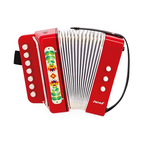 Janod - Gioia Akkordeon - Musikinstrument für Kinder - Rollenspiel und Musikalische Früherziehung - Mit Halteschlaufe - Ab 3 Jahren, J07654 von Janod