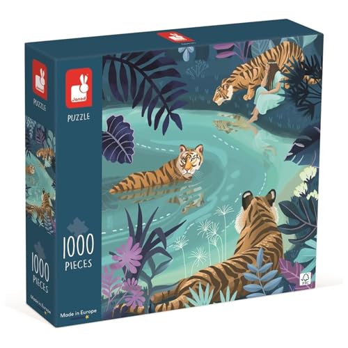 Janod, Puzzle 1000 Teile, Tiger im Mondschein Ab 9 Jahren, J02511 von Janod