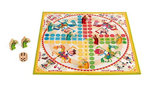 Janod - Carrousel Ludo Game - Traditional Board Game - Wooden Figurines - For children from the Age of 4, J02744, Beige von Janod