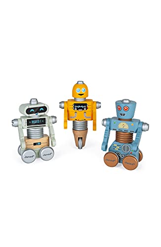 Janod - Brico'Kids Roboter aus Holz - Konstruktionsspielzeug - Entwicklung von Feinmotorik und Fantasie - Ab 3 Jahren, J06473, Mittel von Janod