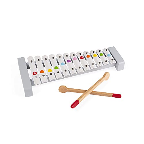 Janod - Confetti Holz- und Metall-Xylofon, Kinder-Musikinstrument, Spielzeugnachbildung und Spielzeug für musikalisches Empfinden, ab 2 Jahren, J07604 von Janod