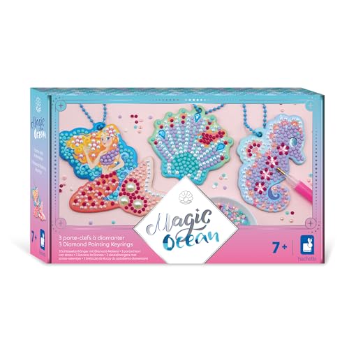 Janod - Magic Ocean - 3 Diamant-Schlüsselanhänger - Schlüsselanhänger-Herstellung - Kinderbastelset - Feinmotorik und Konzentration Lernen - Ab 7 Jahren - J07793 von Janod