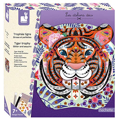 Janod - from 7 Years Old - Tiger Trophy Strass and Sequins Creative Kit - Decoration Workshops - Creative Leisure - Dexterity and Concentration - J07915 von Janod