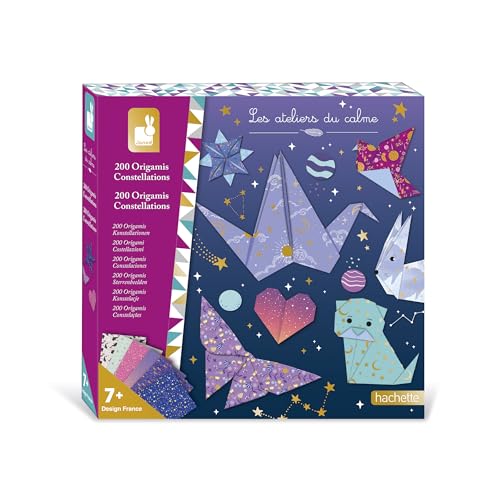 Janod J09167 Origami Kit für Kinder-200 Blatt Papier mit visuellen Effekten und 15 Modellen-DIY-Les Ateliers Du Calme-Kreatives Freizeitset für Kinder-Konzentration und Kreativität-Ab 7 Jahre von Janod