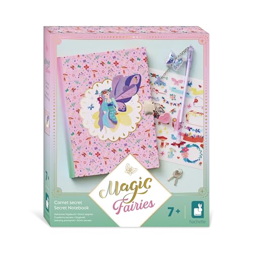 Janod J09173 Tagebuch mit Herzvorhängeschloss-Stift Encore Violette + Sticker-Geheimes Notizbuch für Kinder-Bastelset-Ab 7 Jahre-J09173 von Janod