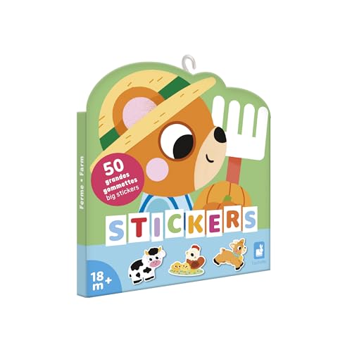 Janod J09188 Janod-50 Große Gummibärchen für Kinder Ab 18 Monate-Format 7x8cm-Sticker Aufkleber Thema Tiere auf dem Bauernhof-Vorgeschnitten zur Erleichterung des Greifens-Kreative Entwicklung-J09188 von Janod