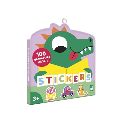 Janod J09189 Pack 100 Gummibärchen-Stickermappe mit Aufklebern Format 5x5cm-Thema Dinos-Ab 3 Jahren + -Kreative Freizeitgestaltung für Kinder-Lernen für Feinmotorik und Konzentration-J09189 von Janod