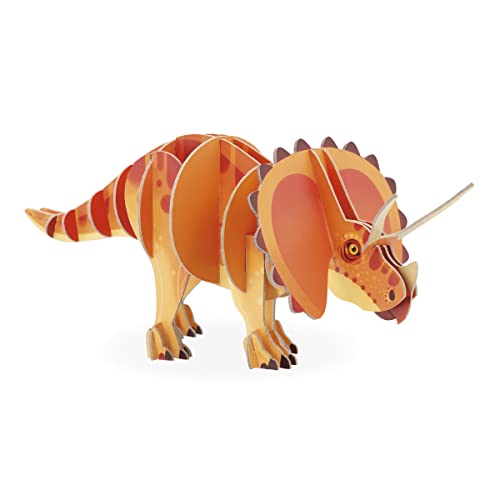 Janod Dinosaurier Janod-3D-Kinderpuzzle Triceratops Dinosaurier-32-teiliges 3D-Puzzle-Bauspiel-FSC-Pappe Ab 5 Jahre J05838, Orange von Janod