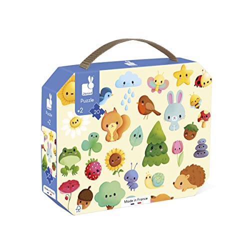 Janod Janod-Natur-Wimmelbild-Puzzle-20-teiliges Kinderpuzzle aus FSC-Pappe-Einfache Aufbewahrung Ab 24 Monaten, J02574, Mehrfarbig von Janod