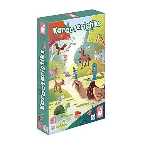 Janod - Karacteristiks - Pädagogisches Brettspiel für Kinder - Thema Tiere - Schnelligkeitsspiel - 2 bis 6 Spieler - FSC-zertifiziert - Ab 3 Jahre, J02621 von Janod