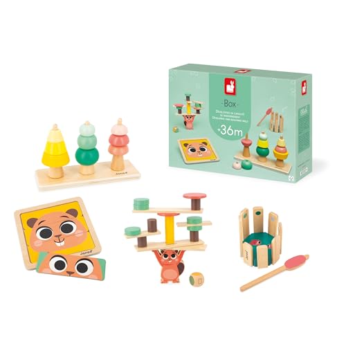 Janod - Baby-Spielbox - Ab 36 Monate - Lernspielzeug mit Puzzle und Manuellen Aktivitäten für Kinder - Aktivitätsspielzeug für die Psychomotorische Entwicklung - Kinderspielzeug ab 3 Jahre - J04066 von Janod