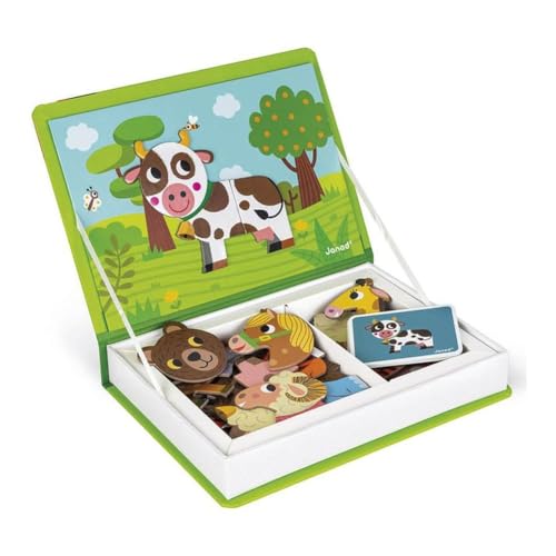 Janod - MagnetiBook Animals - Part Educational Magnetic Game Teaches Fine Motor Skills and Imagination - Suitable for Ages 3 and Up, J02723, Weiß von Janod