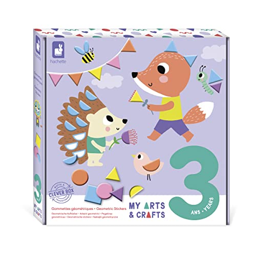 Janod - My Arts & Crafts – ab 3 Jahren – geometrische Aufkleber – 4 Tafeln – Kreativ-Set für Kinder – Lernen Feinmotorik und Konzentration – J07740 von Janod