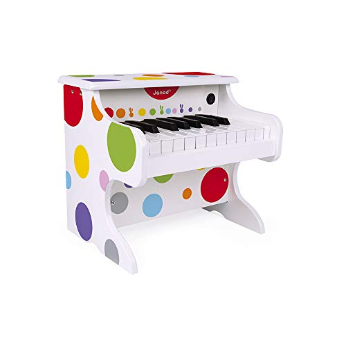 Janod - My First Confetti Elektronisches Holz-Klavier, Kinder-Musikinstrument, Spielzeugnachbildung und Spielzeug für musikalisches Empfinden, ab 3 Jahren, J07618 von Janod