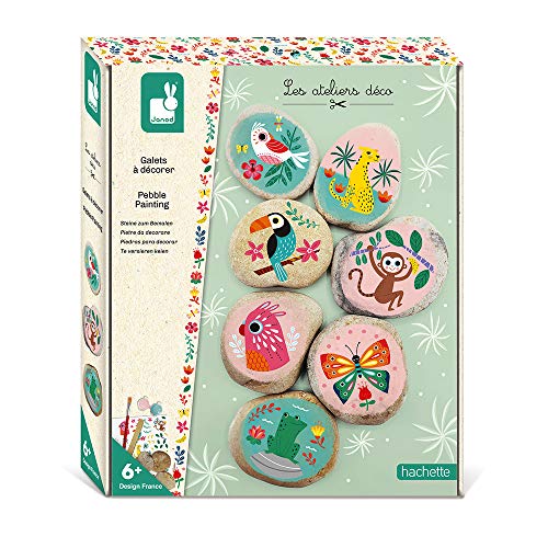 Janod - Pebbles to Decorate - Les Ateliers Déco - Children’s Creative Leisure Kit - Teaches Fine Motor Skills and Concentration - Suitable for Ages 6 and Up, J07922, Mittel von Janod