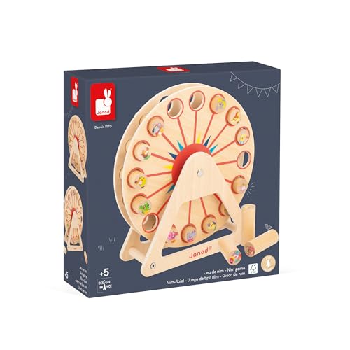 Janod - Riesenrad aus Holz Applepop - Spiel für Kinder - 1 Riesenrad + 16 Spielfiguren Fördert Denkvermögen und Konzentration - Spielzeug aus FSC-Holz - Ab 5 Jahre, J03358 von Janod