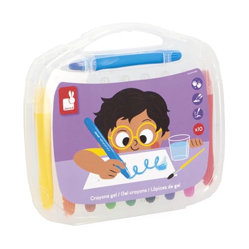 Janod – Set mit 10 aquarellierbaren Gelstiften – Drehmechanik für saubere Hände – Aquarellkreiden – leuchtende und deckende Farben – Kunststoffkoffer – ab 3 Jahren – J07416 Janod – Set mit 10 aquarellierbaren Gelstiften – Drehmechanik für saubere Hände – Aquarellkreiden – leuchtende und deckende Farben – Kunststoffkoffer – ab 3 Jahren – J07416 von Janod