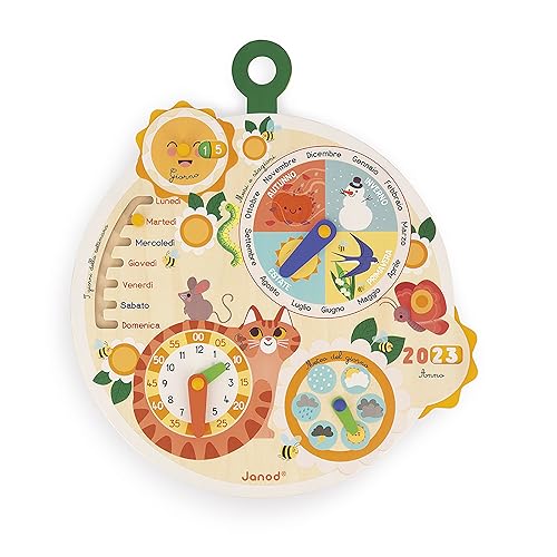 Janod Zeitrad Holz-Lernkalender für Kinder-Lernspiel-Holzspielzeug aus FSC-Ab 3 Jahren, J09624, Mehrfarbig Janod Zeitrad Holz-Lernkalender für Kinder-Lernspiel-Holzspielzeug aus FSC-Ab 3 Jahren, J09624, Mehrfarbig von Janod