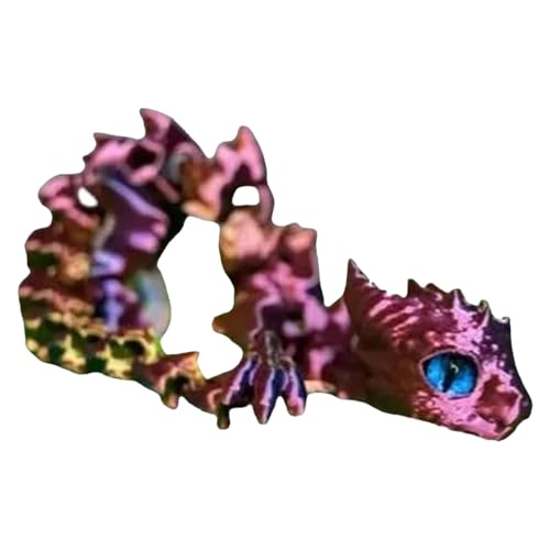 3D-Drache, 3D-gedruckte Tiere - Süßes kleines 3D-gedrucktes Tierspielzeug,Flexible Gelenke, Kristalldrache, Heimdekoration, Chef-Schreibtischspielzeug, Schreibtisch-Haustier für Kinder und Erwachsene von Janurium