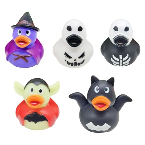 Halloween-Duckie-Puppen-Set, Halloween-Bade-Duckie-Spielzeug,Bade-Entchen-Spielzeug-Dekoration - 5X Sound- und Wasserspiel-Cartoon-Puppe, Halloween-Dekoration Sound-Wasserspiel-Cartoon-Puppe, Auto- un von Janurium