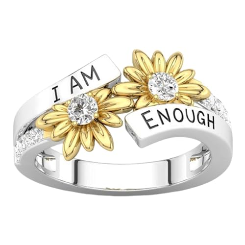 „I Am Enough“-Ring – Leichter, inspirierender Legierungsring mit „I Am Enough“-Text | Langlebiger Sunshine-Ring für Jubiläum, Statement, Valentinstag, Cocktailparty von Janurium