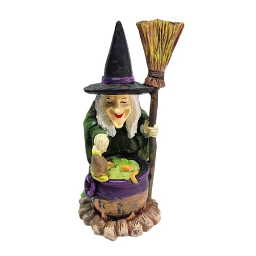 Janurium Halloween-Hexe-Figuren – leichte Halloween-Hexen-Zauberer-Ornament aus Kunstharz | Sand-Tischdekorationen, Halloween-Themenparty-Tischdekoration, Halloween-Innendekorationen von Janurium