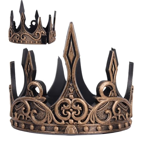 Janurium Königskrone – leichte königliche Prinzen-Tiara-Kopfbedeckung | Mittelalterliche Krone, Cosplay-Requisiten für Abschlussball, Hochzeit, Halloween, König-Kostüm-Zubehör von Janurium