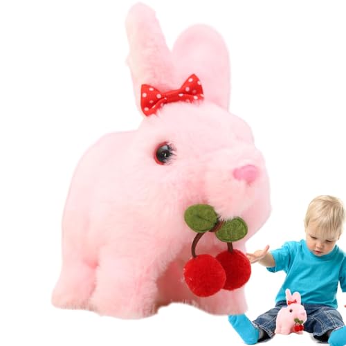 Janurium Plüsch -Hasenspielzeug, interaktiver Kaninchen -Plüsch | Wanderbasen Plüschspielzeug mit Klängen | Realistische weiche Puppe, Interactive Bunny Toy, Osterkorb Stuffers von Janurium