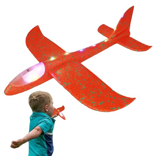 Schaumstoffflugzeuge – leichte Schaumstoffflugzeuge für Kinder, leuchtende Schaumstoffflugzeuge mit Handstart | Leicht zu fliegendes Flugzeugspielzeug, 48 cm großes Segelflugzeug, Flugzeugmodell, Outd von Janurium