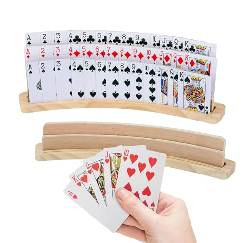 Janurium Spielkartenhalter – Spielkartenständer Aus, Pokerständer Aus, Kartenspiel-Organizer, Gebogener Freihändiger Kartenhalter Aus – 2 Kartenständer, Spielzubehör Für Canasta, Poker, Binokel von Janurium