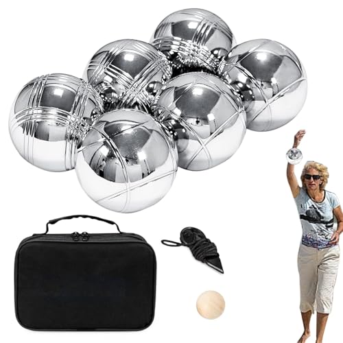 Truevaste Boules, Bocciakugel-Set aus Metall,Outdoor-Boule-Boccia-Ball-Set aus Metall | Komplettset Outdoor-Freizeitspiele für Picknick im Freien, Strandurlaub und Familiengarten von Janurium