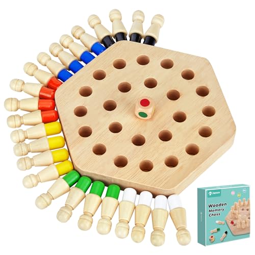 Japace Memory Schach Holz Kinder, Montessori Spielzeug ab 3 Jahre, Gedächtnis Schach Lernspielzeug, Gedächtnis-Schachspiel Family Brettspiele Hölzerne Gedächtnisspiele Geschenke ab 3 4 5 Jahre von Japace