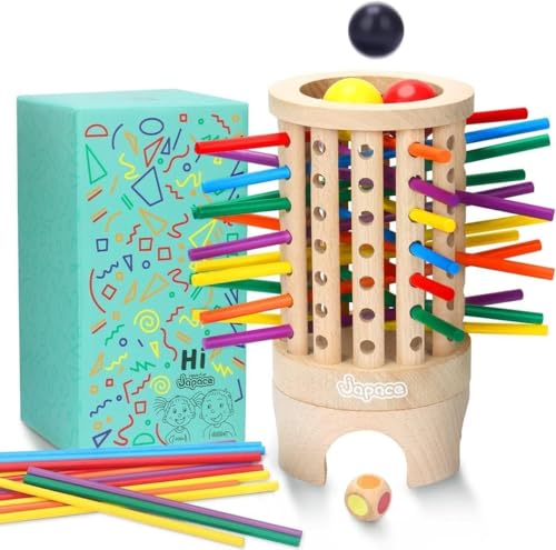 Japace Montessori Spiel Holz Familien-Brettspiel, 36 Stück Bunte Holzstäbchen Mathematik Lernspielzeug ab 3 4 5 Jahre, Familienspiel, Party Geschenk für Kinder und Erwachsene von Japace