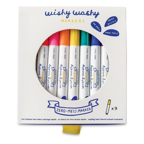 Jaq Jaq Bird Wishy Washy Malstifte, abwischbare Marker für glatte Oberflächen, 9 Stück von Jaq Jaq Bird