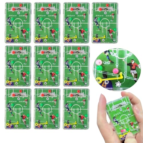 Jasminum 10 Stück Flipperspiel Fußball, Mini Flipperspiel Fußball Spielfeld Handheld, Fußball Geduldsspiel, Party Geschicklichkeitsspiel Mitgebsel, Fußball Spiele für Jungen Geburtstag Party von Jasminum