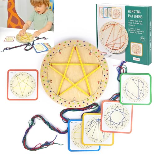 Holzpuzzle Montessori Spielzeug ab 3 4 5 6 Jahre,Holz geobrett lernspielzeug mit Muster Karten,pädagogisches Puzzle für Kinder,kreatives Montessori Holz geoboard Für Junge Und Mädchen Ab 3 4 5 Jahren von Jastown