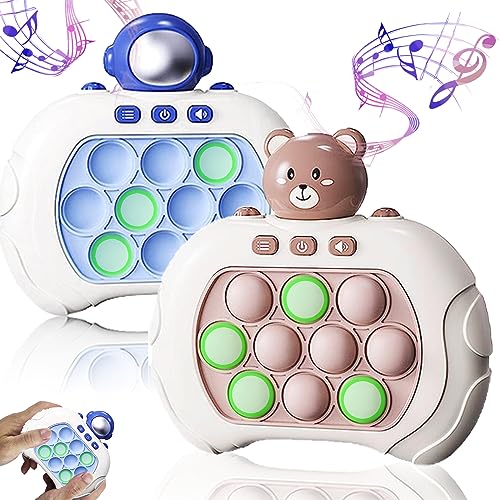 Jastown 2 Stück Spielekonsole Quick Push Bubbles, Quick Push Game, Light up Pop it Game, Fast Speed Push Game, Pop Fidget Game Toys, elektronisches Spiel Spielzeug ab 3 Jahre von Jastown