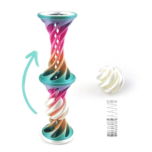 Jastown 3D gedruckt Spiral Ball Fidget Toy & Pyramide Passthrough Sculpture, 3D Printed Triple lmpossible Passthrough, Stress Relief Spielzeug für Erwachsene, Desktop Dekoration Geschenk (Regenbogen) von Jastown