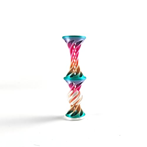 Jastown 3D gedruckt Spiral Ball Fidget Toy & Pyramide Passthrough Sculpture, 3D Printed Triple lmpossible Passthrough, Stress Relief Spielzeug für Erwachsene, Desktop Dekoration Geschenk (Regenbogen) von Jastown