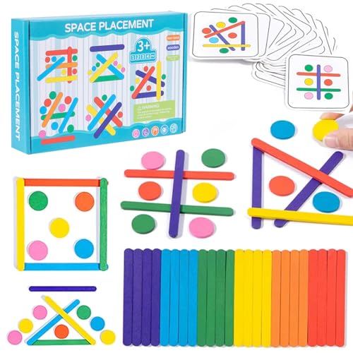 Jastown Rainbow Stick Puzzle Spiel,Montessori Spielzeug ab 3 4 5 6 Jahre,Tangram Kinder,Sensorische Feinmotorik Konzentrationsspiele Lernspiele ab 4 5 6 Jahre,Steckspiel Holzpuzzle Kinder von Jastown